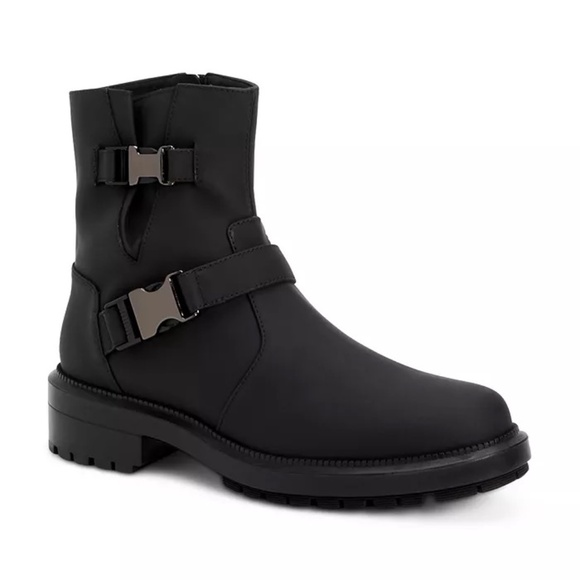 Aquatalia Women's Lillie Weatherproof Matte Leather Moto Booties - Size 8 - Picture 1 of 11